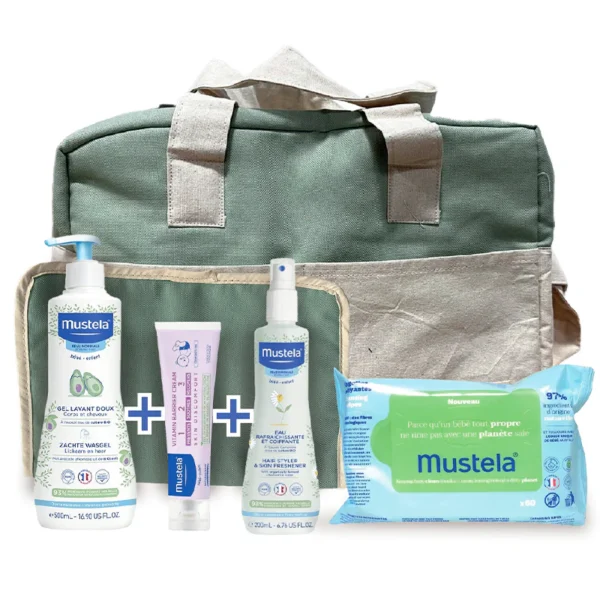 Mustela Pack Sac Maternité Gel Lavant & Crème de Change & Eau Rafraichissante & Lingette