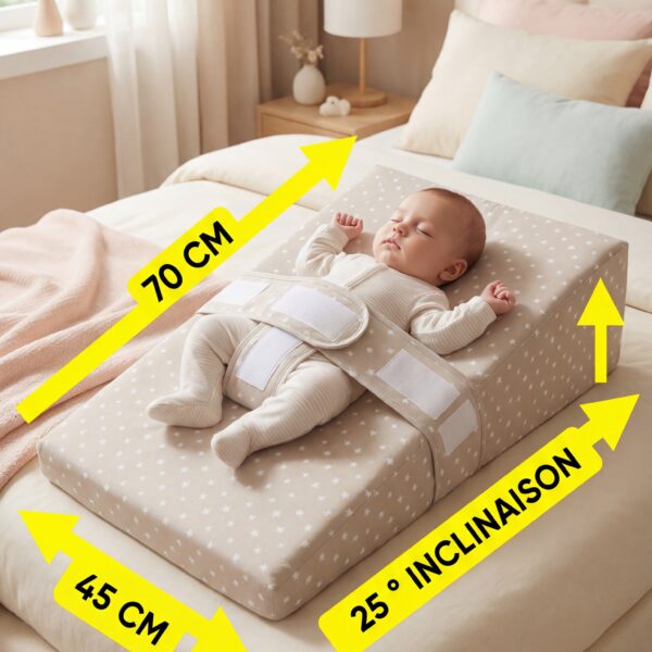🛏️ Matelas Anti-Reflux Bébé Incliné 25° – Confort & Sommeil Paisible 👶✨